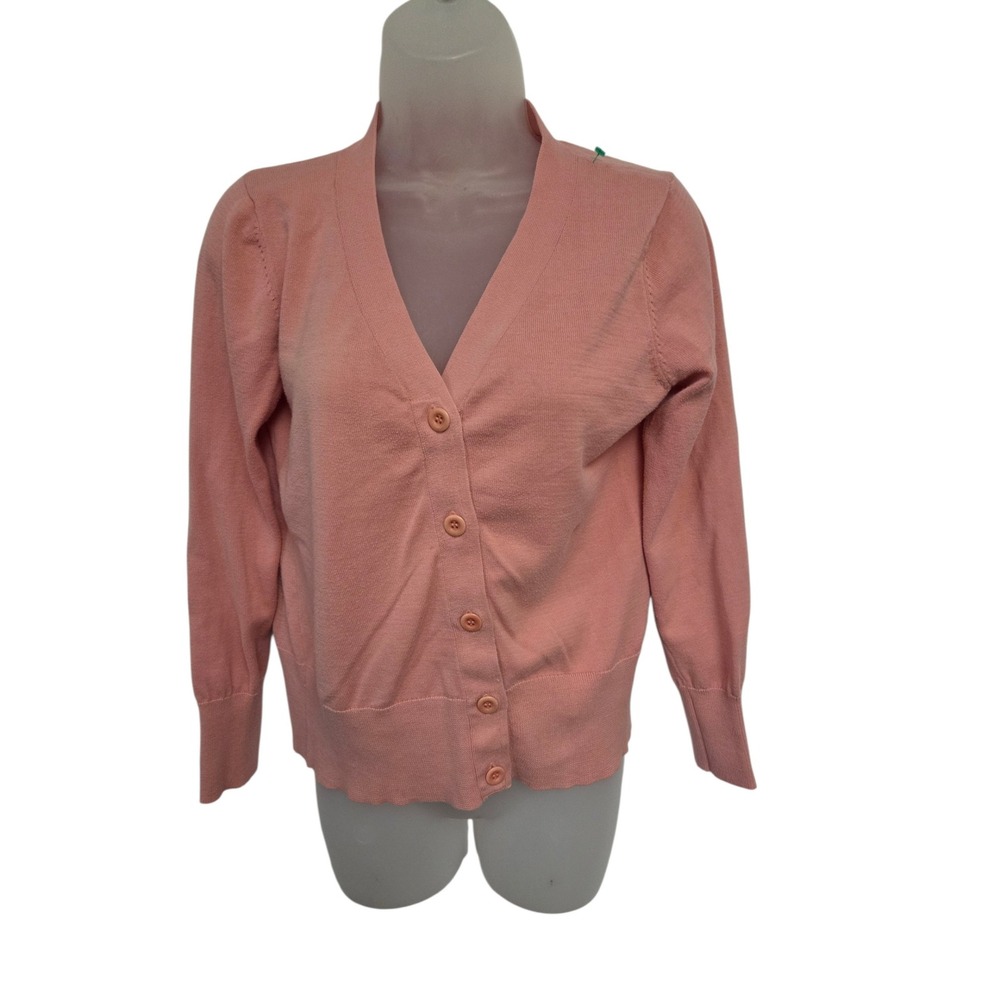 Sundance Womens Small Peach Pink 100% Cotton V-Neck Button Cardigan Sweater